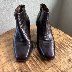 Nickels Soft Leather Ankle Boots 8.5 M Brown Chunky Heel Booties